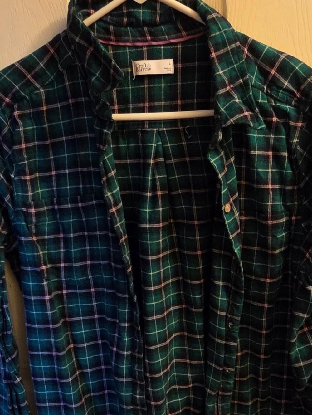 croft & barrow Green & Navy Plaid Women's Button-Down Shirt